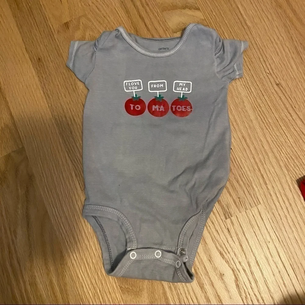 12 months Onesie Bodysuit Bundle Lot Grandma Tomatoes Dinosaur Patriotic